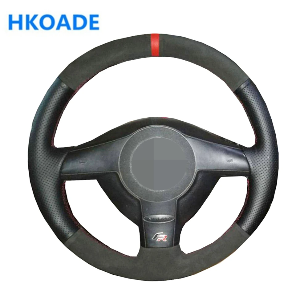 DIY черный замшевый чехол на руль для Volkswagen VW Golf 4 Mk4 1998-2004 Passat B5 1996-2005 Polo 1999-2002 Seat Leon |