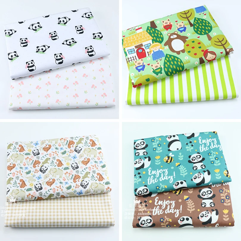 

2pcs Unicorn, Bear Animals Cotton Twill Textile Fabric Bundle For Baby Child Patchwork Quilting Fat Quarters DIY Sewing Fabric