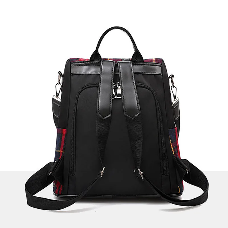 Женский красный клетчатый рюкзак кошелек Холщовый повседневный с защитой от