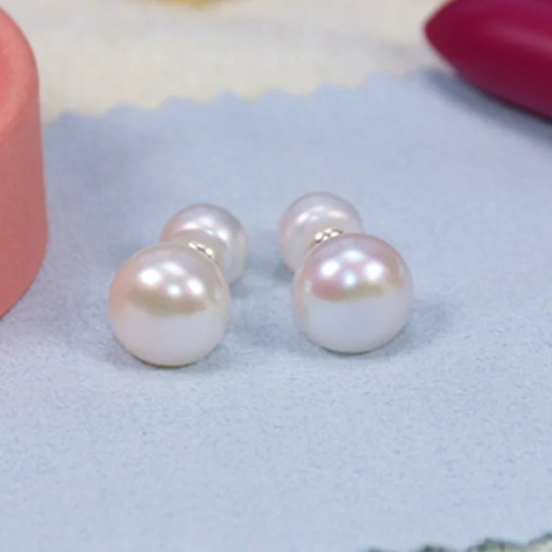 Женские серьги из серебра 925 пробы с натуральным жемчугом 11 12 мм|double pearl earrings|fashion