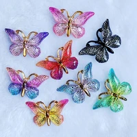 2338mm 10pcs colorful butterfly with hole flat back rhinestone and appliques diy wedding decoration scrapbook accessories b27