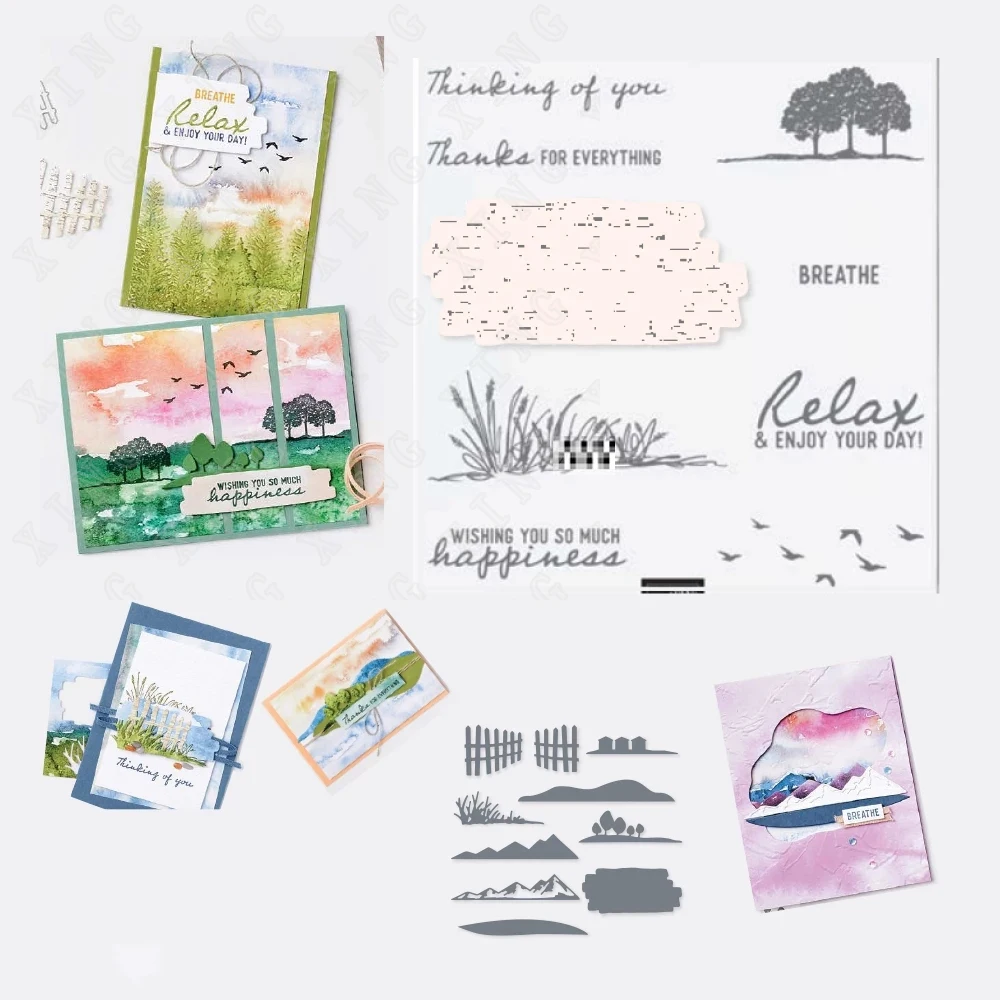 

2022 Spring Newest Horizon Landscape Metal Cut Embossing Dies and Stamps Handmade Diy Crafts Scrapbook Christmas Gift Decoration