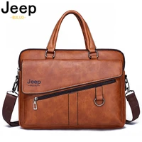 jeep buluo new men briefcase split leather laptop bag 14 pc doctor lawyer computer bag totes male vintage business men bags