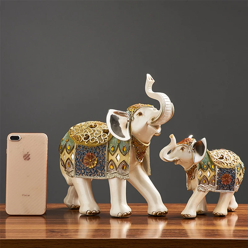 Креативное украшение в виде слона из смолы роскошная скульптура стиле ретро