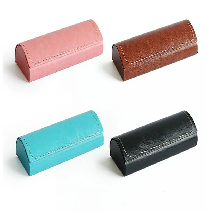 

Hot Waterproof Hard Frame Eyeglass Case Leather Glasses Case For Men Women Reading Glasses Box Multicolor Spectacle Cases