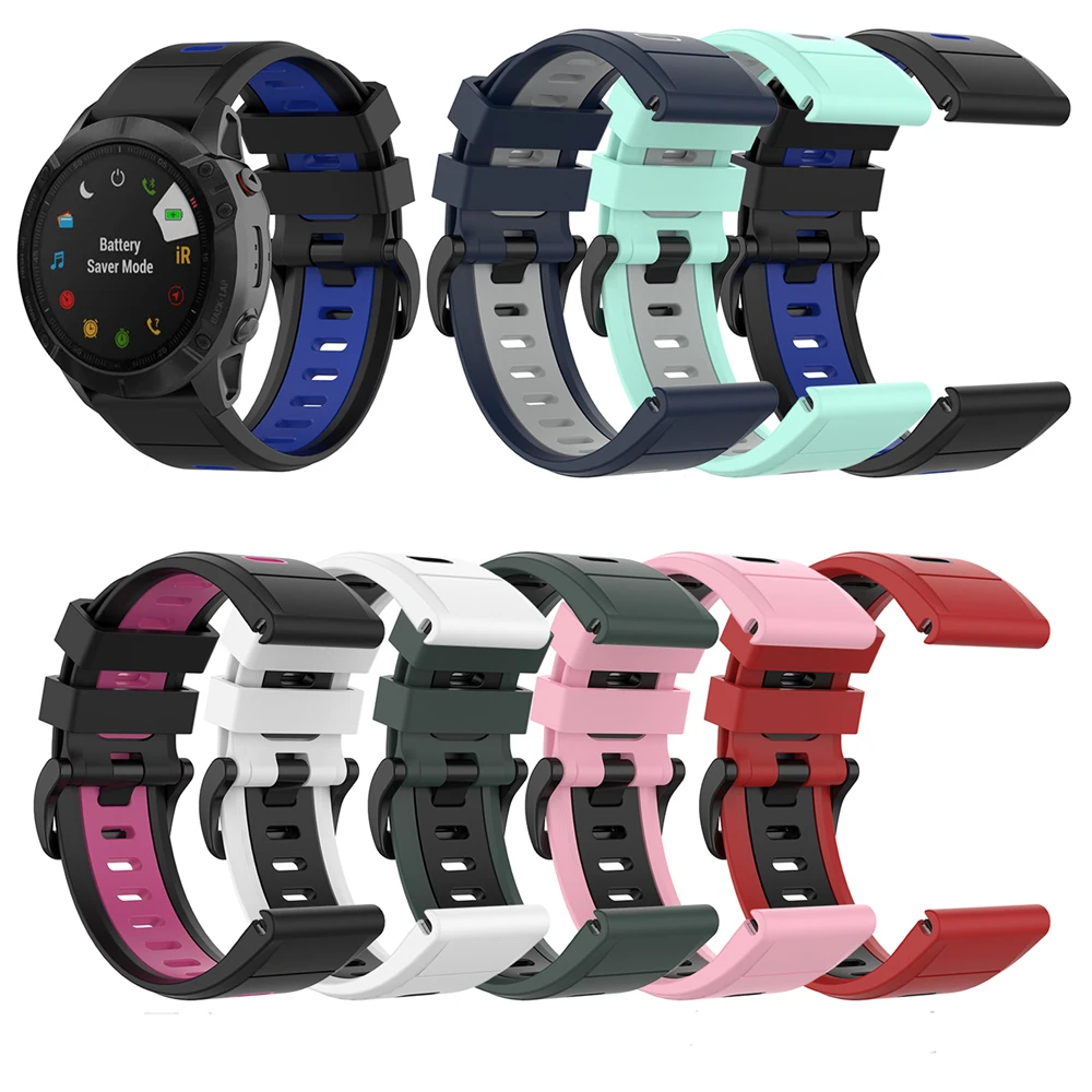 

Ремешок силиконовый для наручных часов, двухцветный браслет для Garmin fenix 6X 5X Series, аксессуары для Garmin D2 Bravo, 26 мм