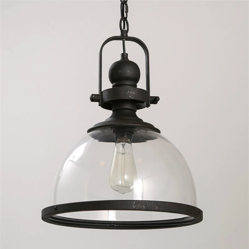 Деревенский Лофт стеклянная люстра из кованого железа ретро промышленный