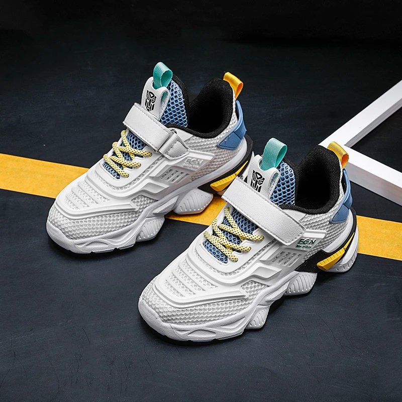 

2021 Spring Boy Sport Shoes Children White Beige Kids Running Shoes Breathable Children Trainers Boys Soft Bottom Kid Sneakers