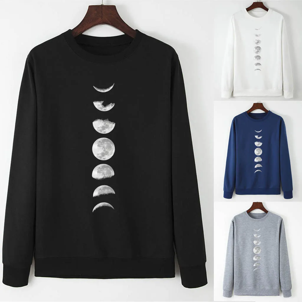 SAGACE Ms. Moon Печатный круглый вырез длинный рукав толстовка зима осень женские