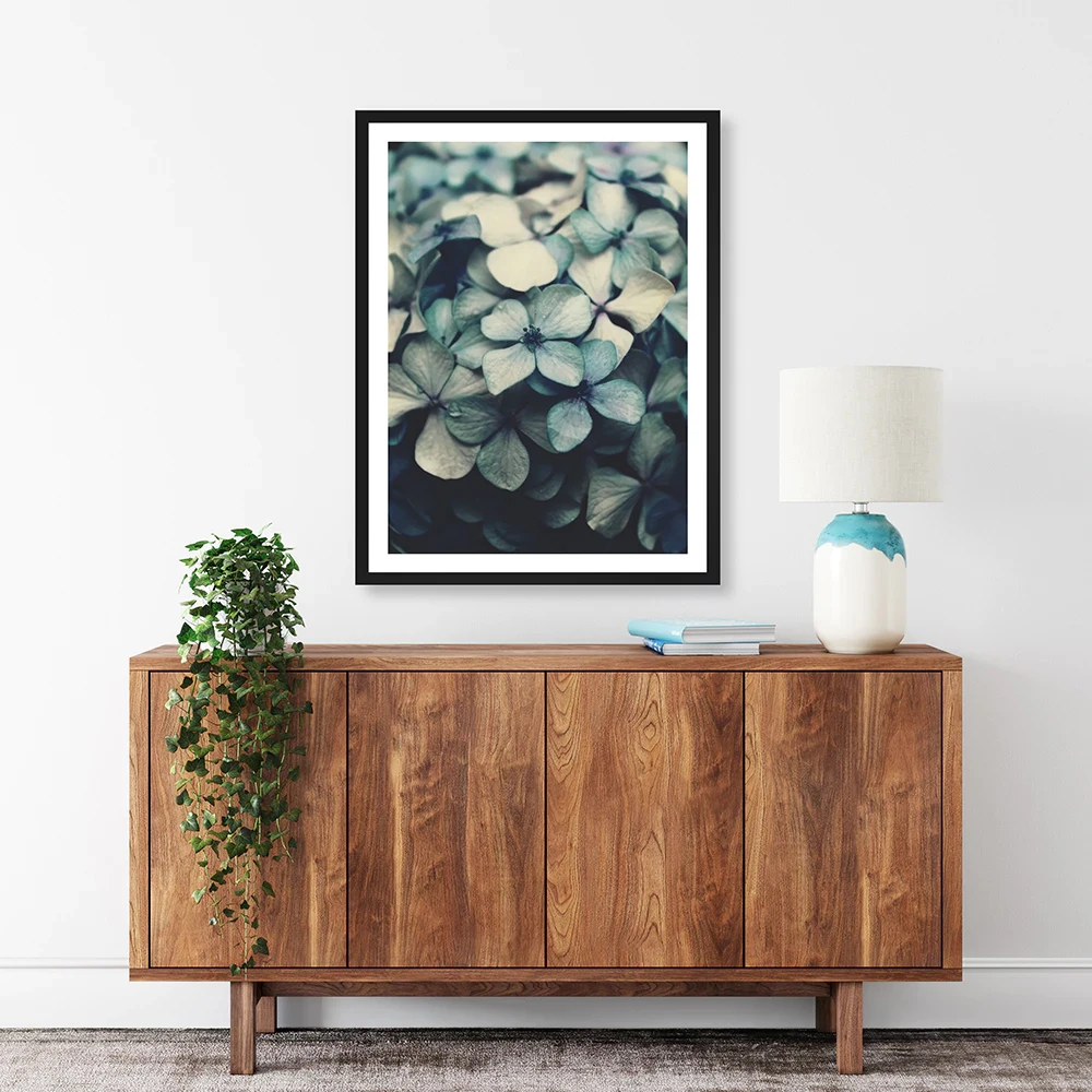 Голубые цветы Современная Картина на холсте настенный художественный плакат с