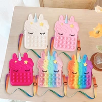cute unicorn bag fidget toys backpack reliver stress toy push bubble simple dimmer antistress toy children game christmas gifts