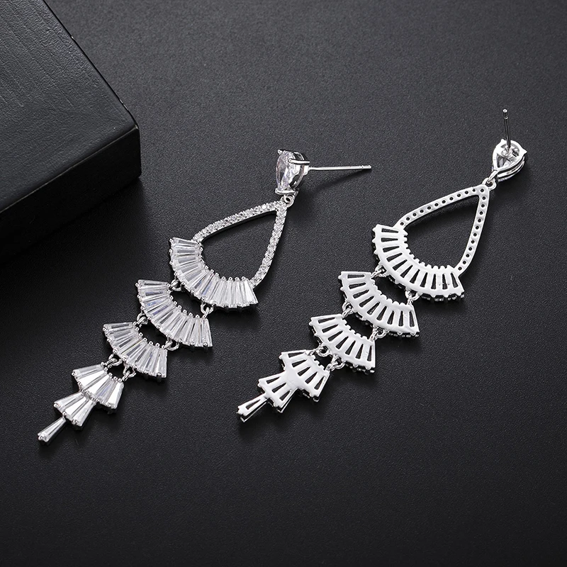 

GAOLA Least Unique Cubic Zircon Geometric Fan Dangle Earrings For Women Bridal Jewelry GLE9246