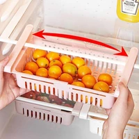 1pc adjustable stretchable fridge organizer drawer basket refrigerator pull out drawers fresh spacer layer storage rack tool