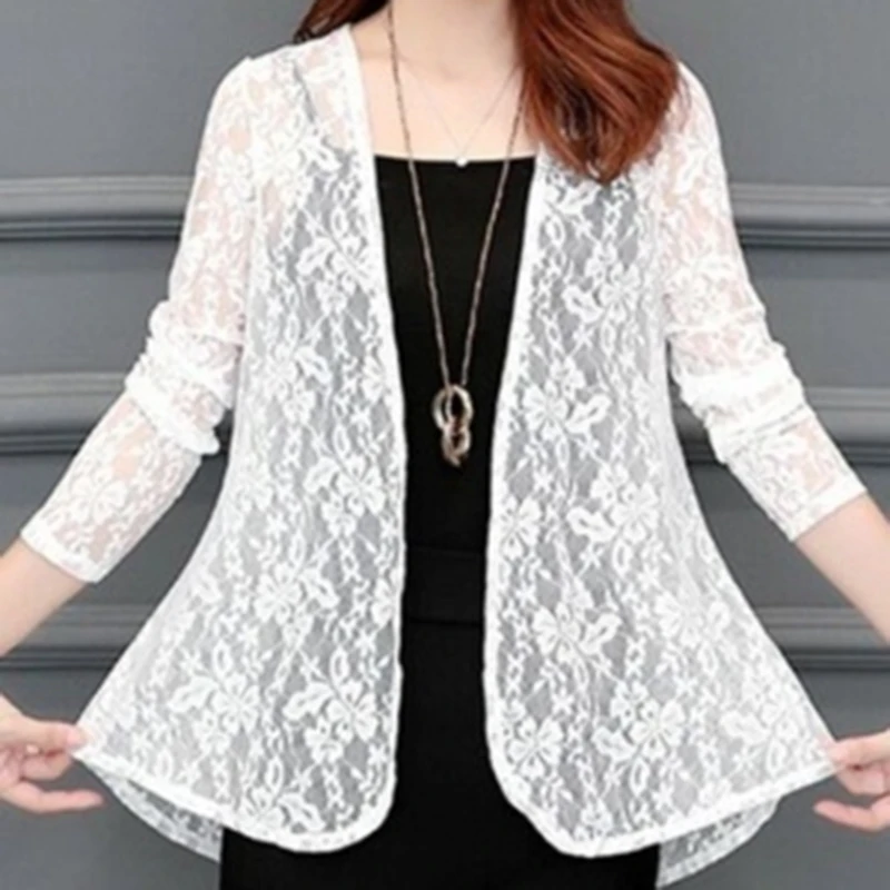 

Shawl Jacket Summer Short Blouse Sun Protection Clothing Outside Thin Section Cardigan Long Sleeve Lace Wild Blouse Shirt 2020