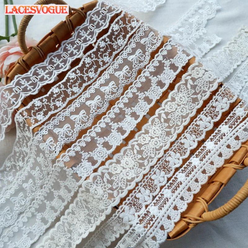 

Embroidery Mesh Cotton Lace Trims Handmade DIY Garment Needlework Sewing Accessories Clothing Material 19Yards 3-5cm 329