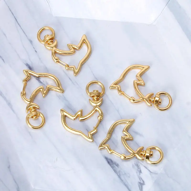 

5Pcs Dolphin Metal Snap Hook Lobster Clasps Lanyard Keychain Jewelry Findings