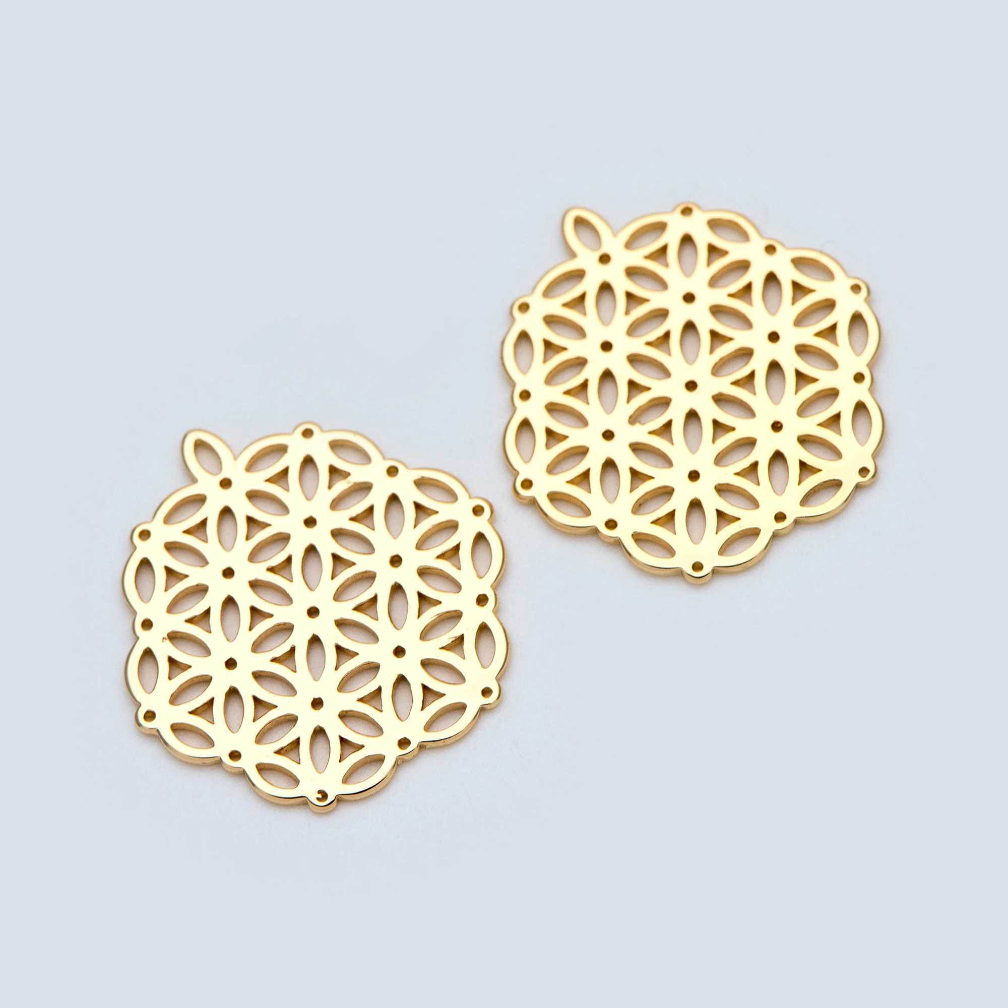 10 шт золотые филигранные Круглые Подвески 24 мм позолоченные латунные Подвесные