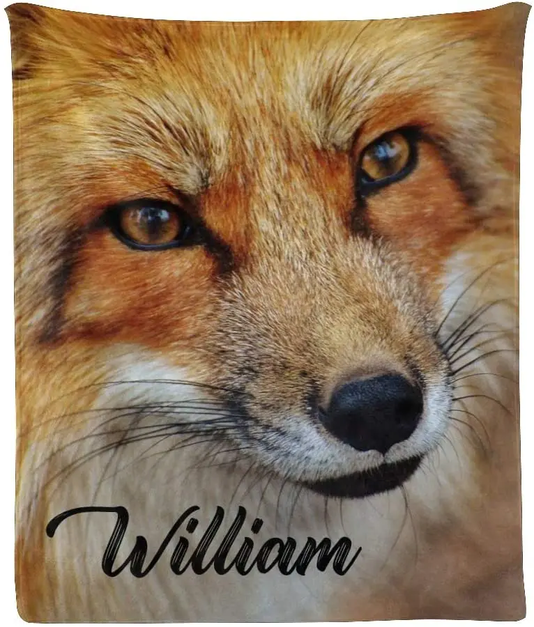 

Custom Blanket with Name Text,Personalized Animal Fox Super Soft