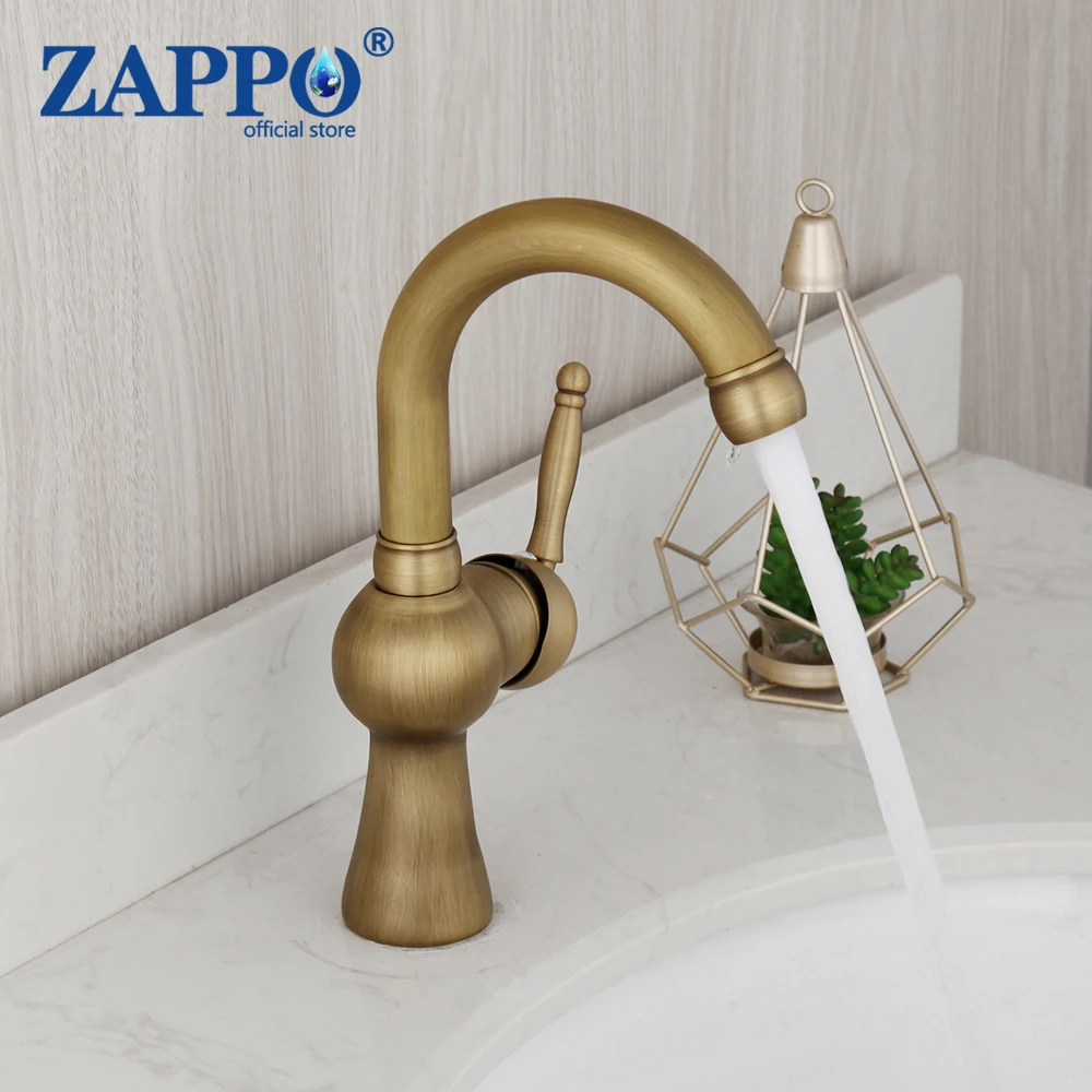 

Античный смеситель ZAPPO в стиле ретро, кран для раковины в ванную комнату, для горячей и холодной воды, с одной ручкой, крепление на раковину