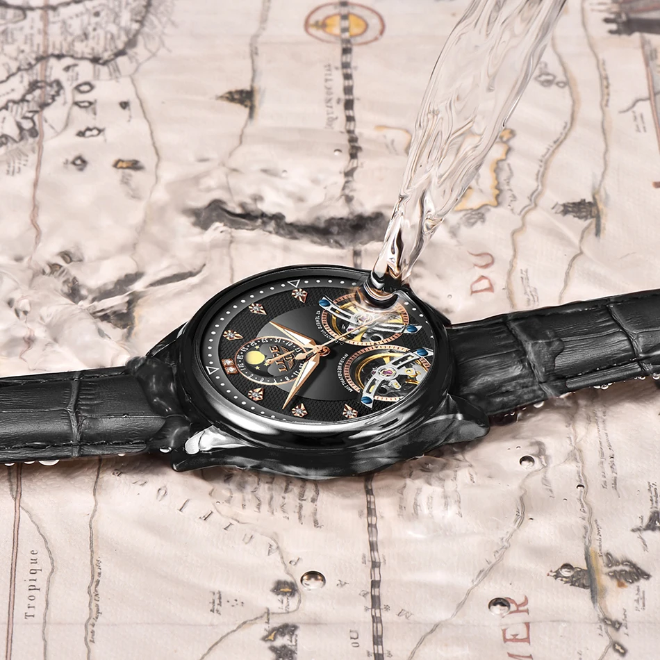 Часы наручные LIGE Мужские автоматические модные деловые спортивные с двойным