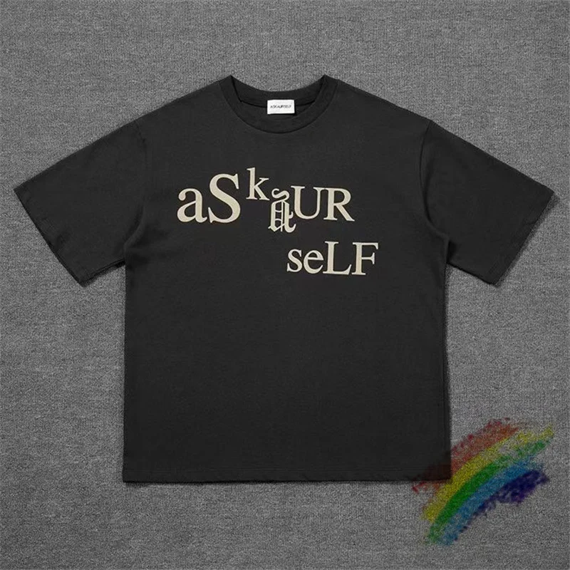Embossed ASKYURSELF T Shirt Men Women 1:1 High Quality 3D Foam Printing T-shirt Vintage Nice Washed Tee Tops | Мужская одежда