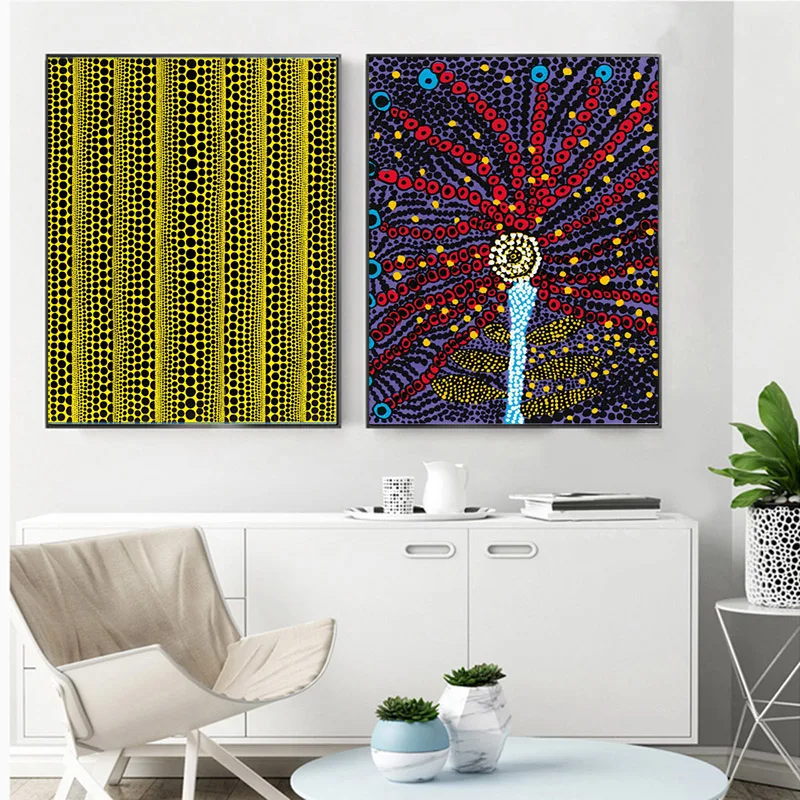 Yayoies Kusamaer Тыква Бесконечность горошек обои Искусство Холст Плакат Картина