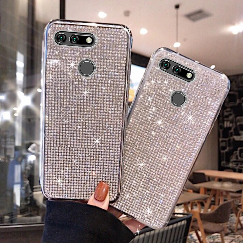 Роскошный блестящий чехол для телефона etui с бриллиантами huawei honor v20 v 20 view girl