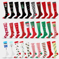christmas compression socks men women 30 mmhg knee high medical edema diabetes varicose veins marathon running sports socks