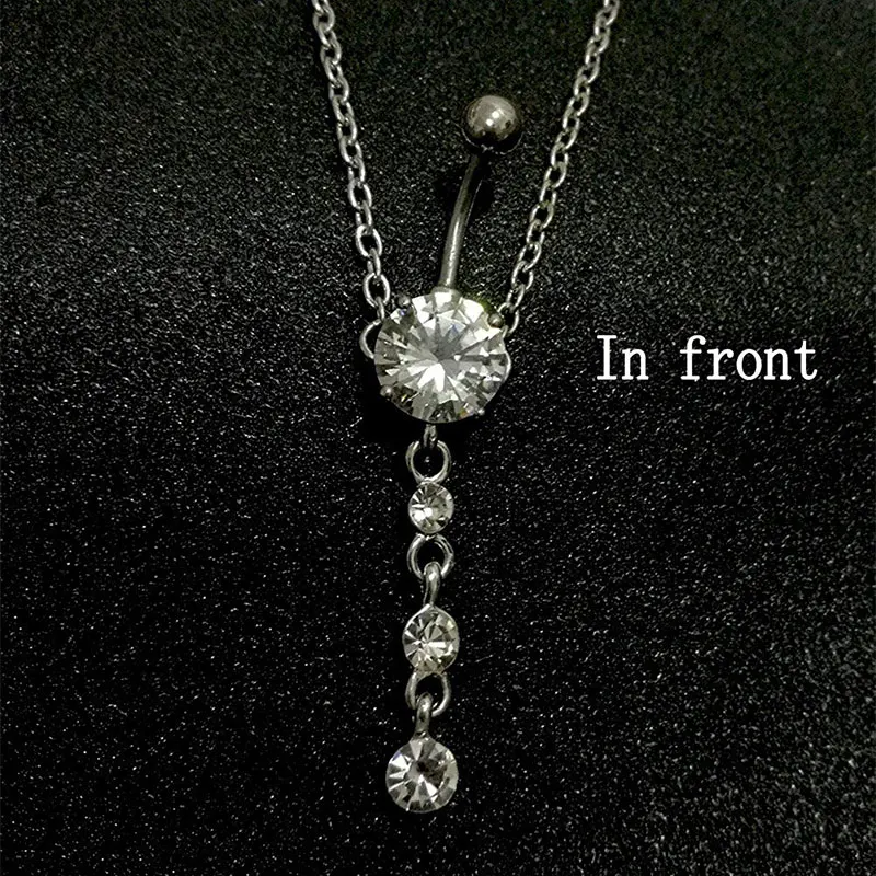 

Vrouwen Sexy Rhinestone Dangle Belly Button Keten Navel Piercing Ring Lichaam Sieraden Taille Keten Knop Punctie Sieraden