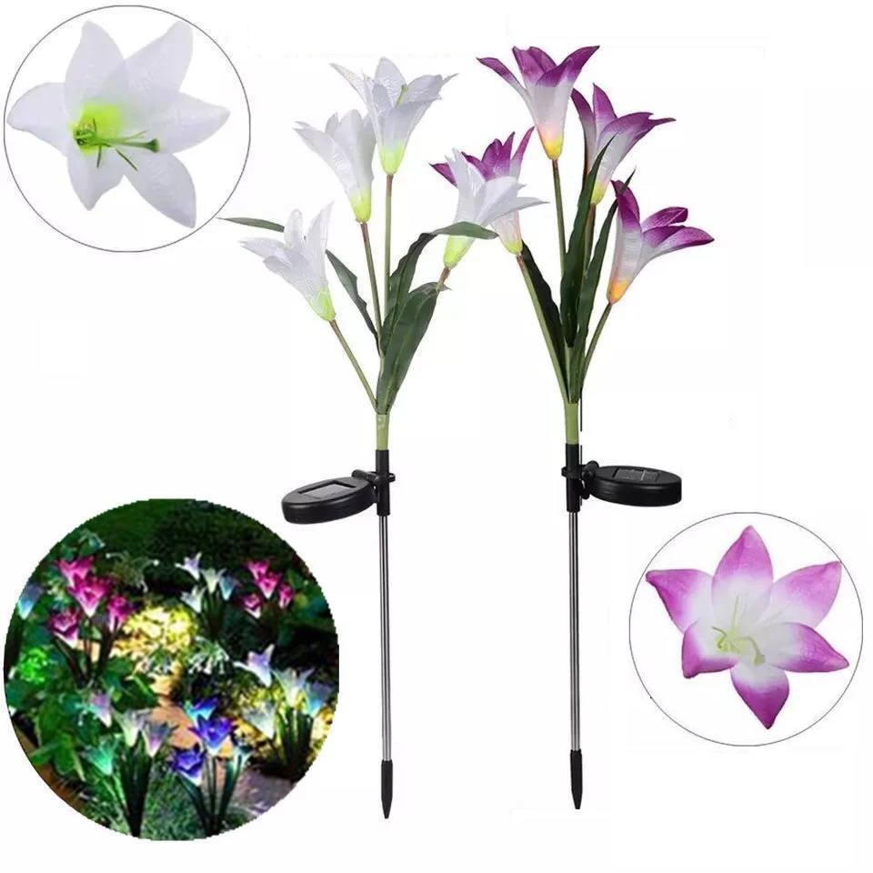 

Solar Light LED Lily Flower Lawn Lamp Outdoor Waterproof Garden Villa Aisle Corridor Christmas Decoration Fluorescent Solar Lamp