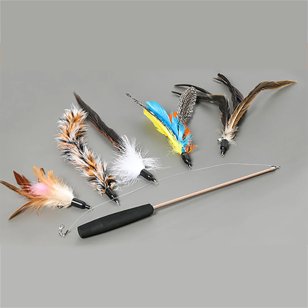 Интерактивная игрушка для кошек набор прорезывания выдвижная удочка палочка и 5