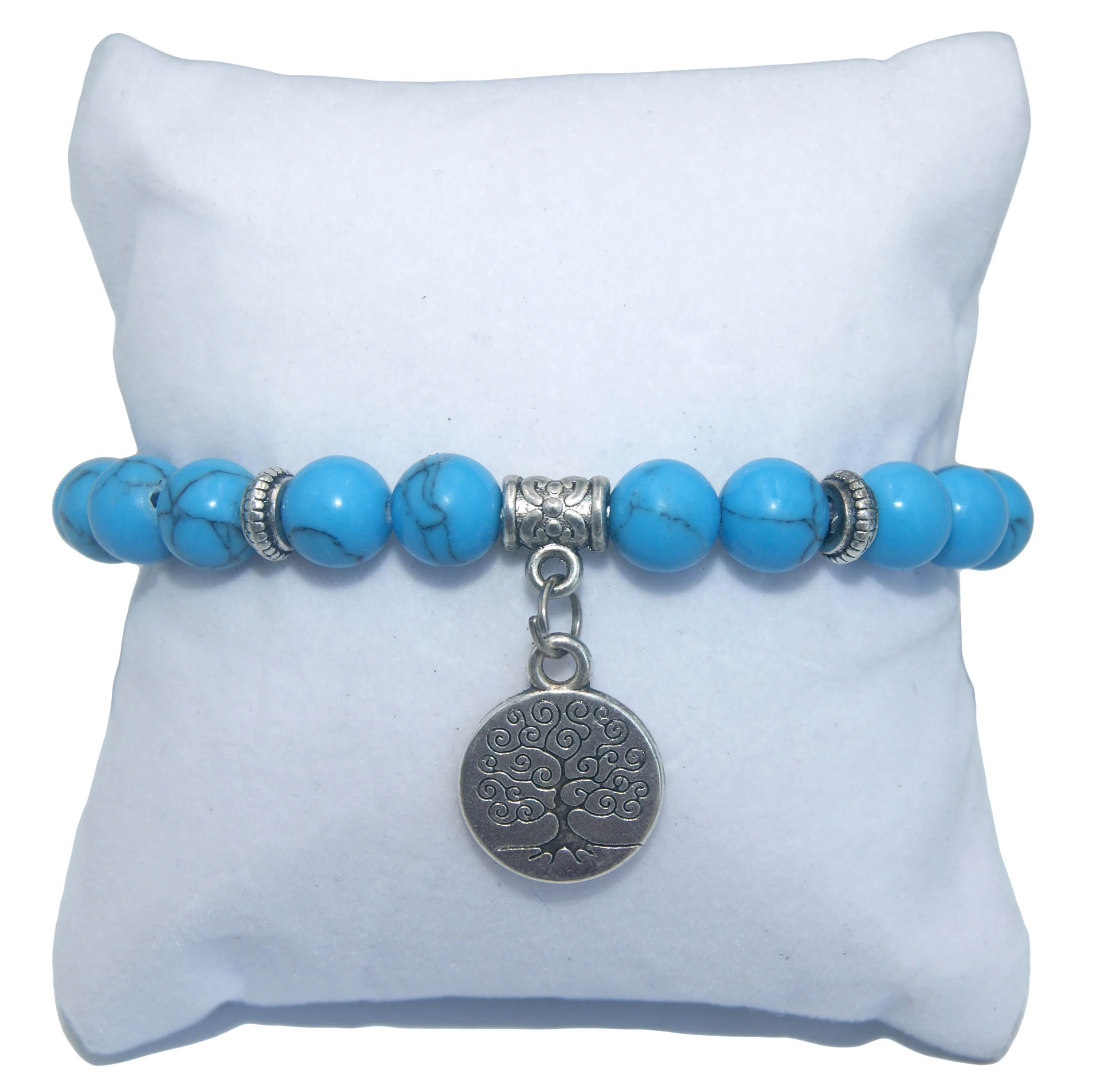 Браслет из натурального агата лазурита тигрового глаза бирюзы 8 мм|Плетеные