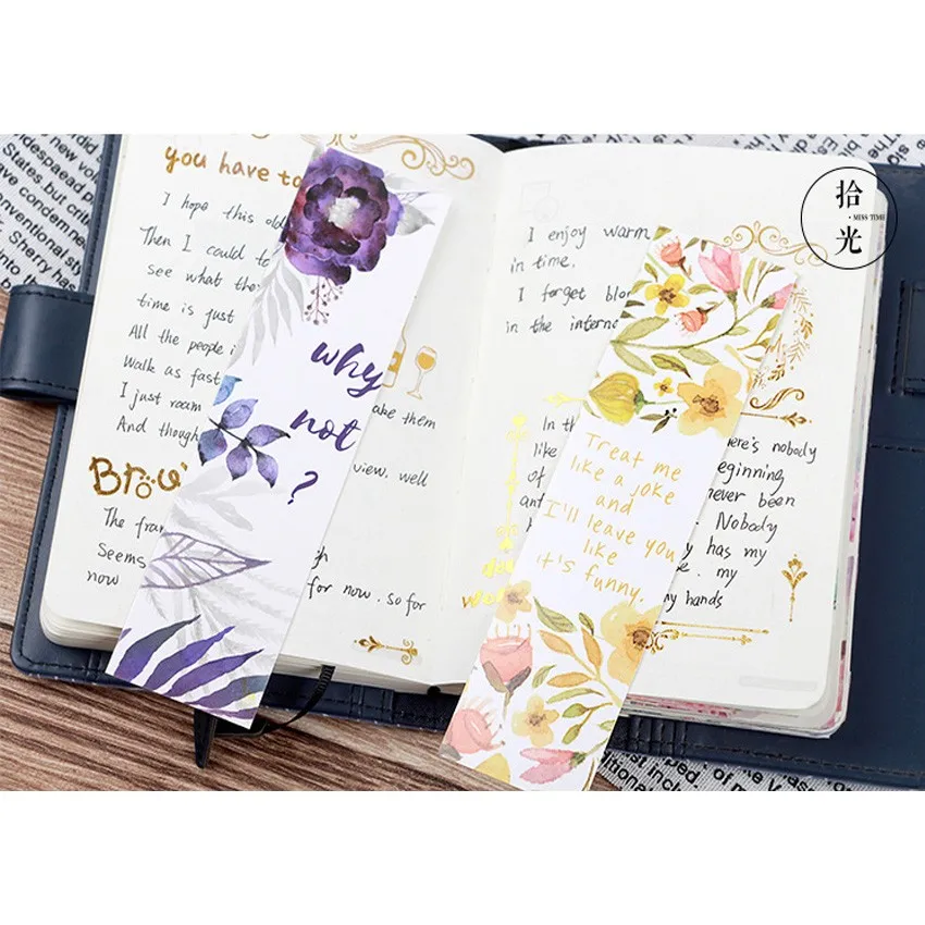 

30pcs/box Beautiful Poetic Flower Paper Bookmark Book Holder Message Card Promotional Gift Stationery