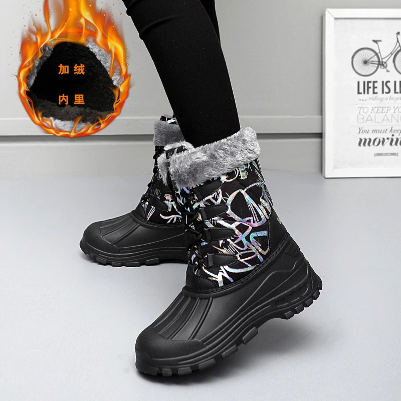 

2022 New Women's Boots Russian Winter Snow Boots Botas Mujer Shipping Winter Non-slip Women Shoes with Warm Fur Linning