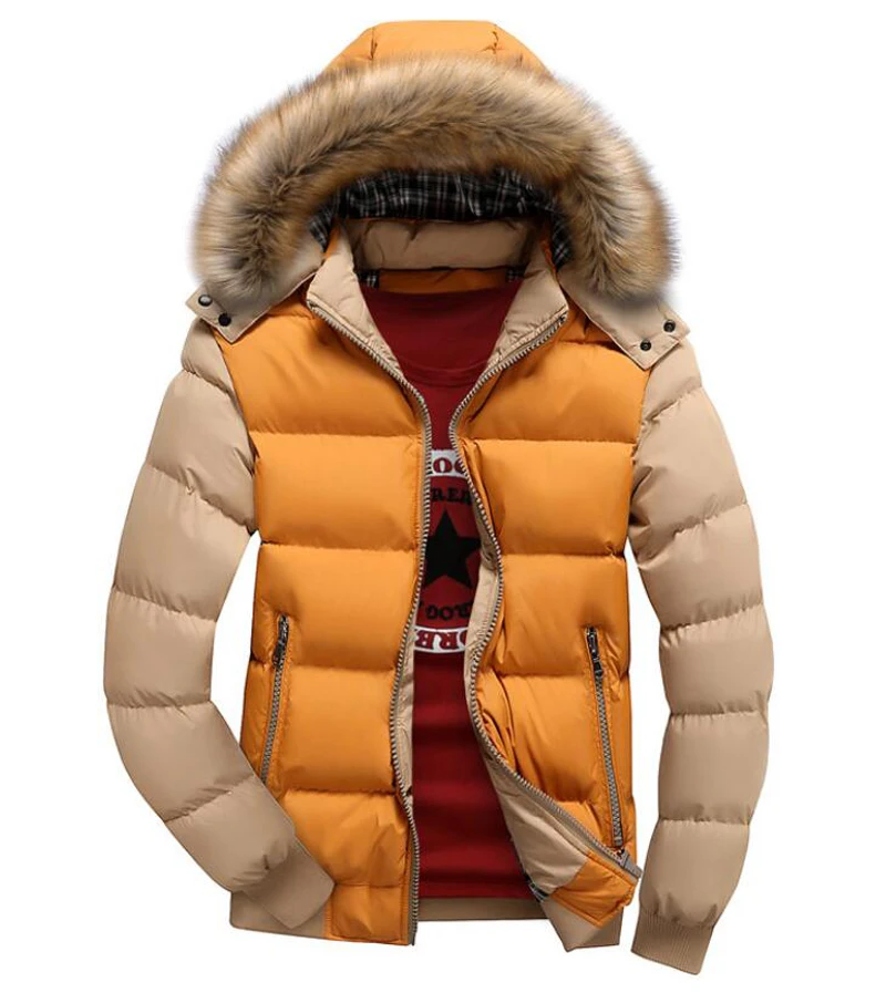 yellow khaki Зимняя куртка мужская теплая плюс Размер 6XL 7XL мужские пальто модные толстые теплые мужские парки Повседневная мужская брендовая одежда - Цвет: yellow khaki
