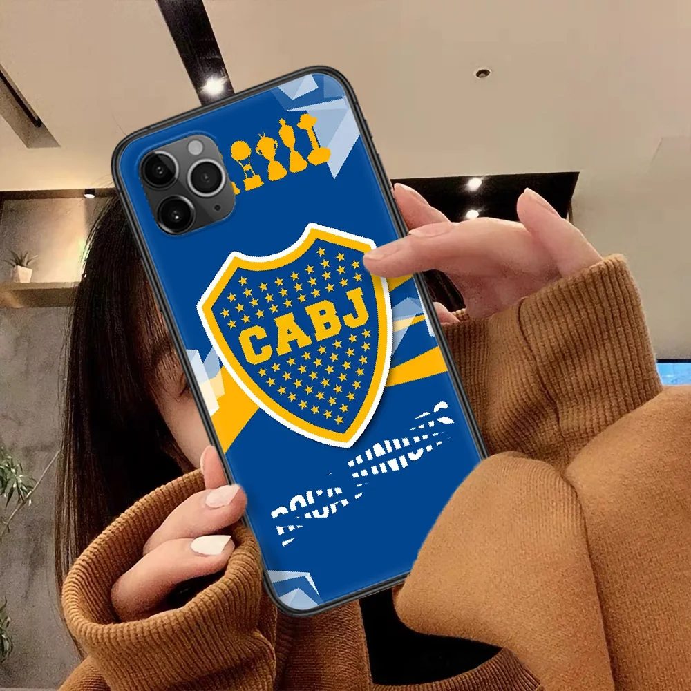 

Boca Juniors Phone Case For Iphone 4 4s 5 5S SE 5C 6 6S 7 8 Plus X XS XR 11 12 Mini Pro Max 2020 black Bumper Painting Etui