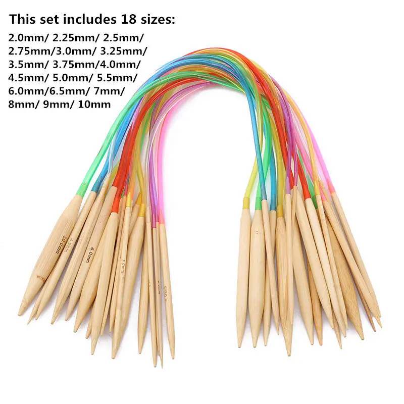 

Circular Knitting Needles Set DIY Double Cusp Crochet Hooks Set Soft Tube 100% Bamboo Circular Sewing Needles crochet set