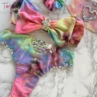 Сексуальный женский комплект бикини Tossy со стразами, Раздельный купальник с завязкой, женский купальник-бандо 2021, комплект из двух предметов, пляжная одежда для плавания