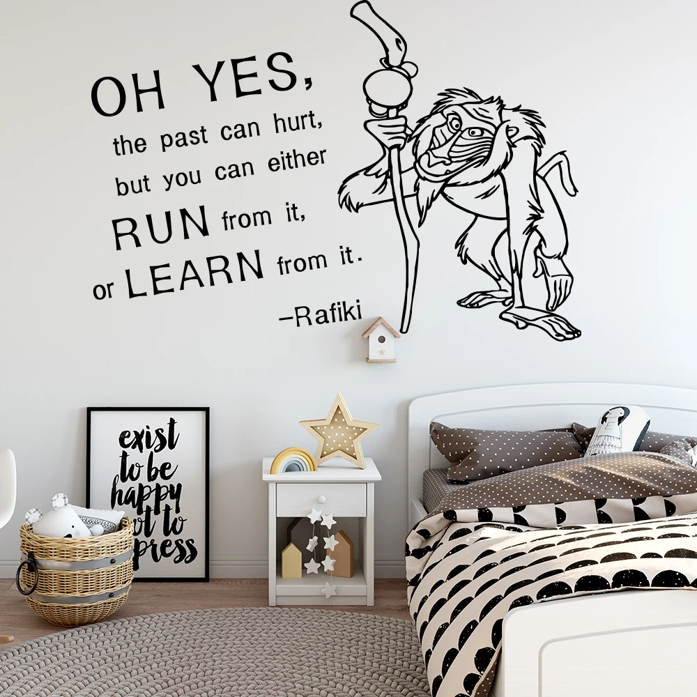 

Cartoon Anime Rafiki Inspirational Quote Wall Decal The Lion King Run Learn Mange Animal Wall Sticker Vinyl Home Decor
