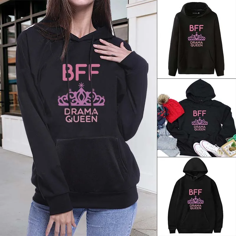 Модные толстовки Best Friends, осенне-зимние женские толстовки с капюшоном и длинным рукавом, женские пуловеры с принтом гамбургера и молока