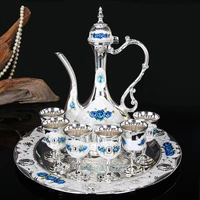 8pcset afternoon tea set retro pot teacup russian wine set gift for family gathering coffee tea set home bar party wine set