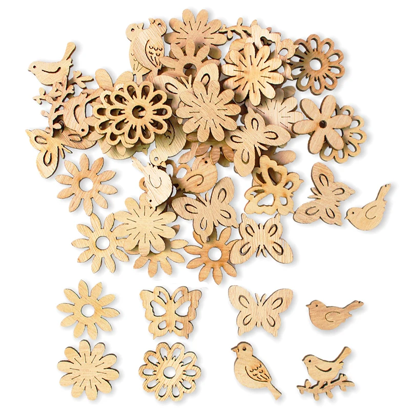50pcs 02 50 шт., деревянные рождественские украшения, елочные украшения, Санта-Клаус, снеговик, олень, рождественские вечерние украшения для дома, подарок на год - Цвет: 50pcs 02