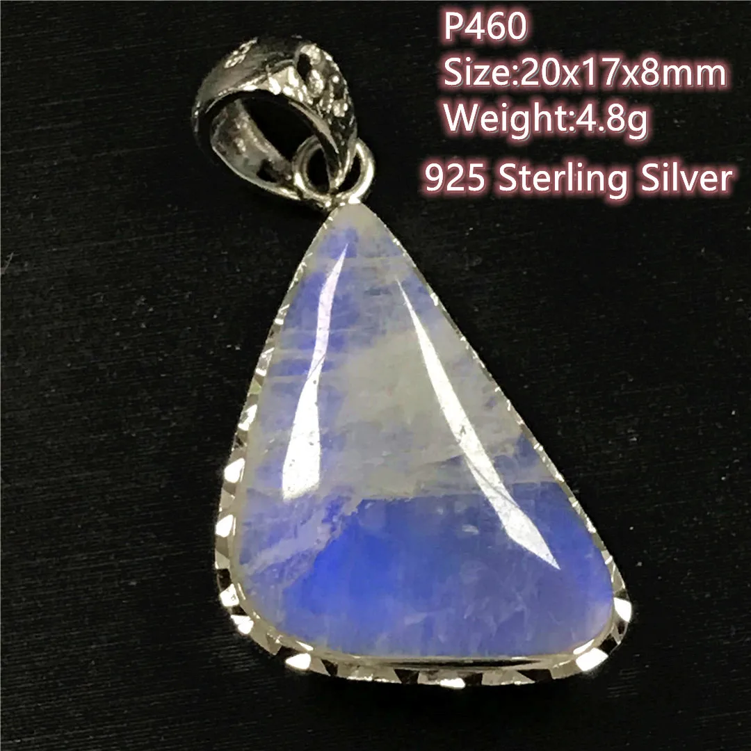 

Топ естественный синий свет лунный камень кулон из стерлингового серебра для женщин и мужчин, с украшением в виде кристаллов 20x17x8 мм бусины ...
