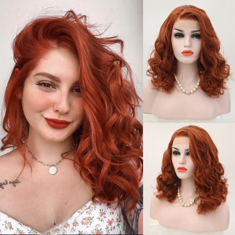 Короткие волнистые волосы Charisma синтетические на лицевой стороне красные и