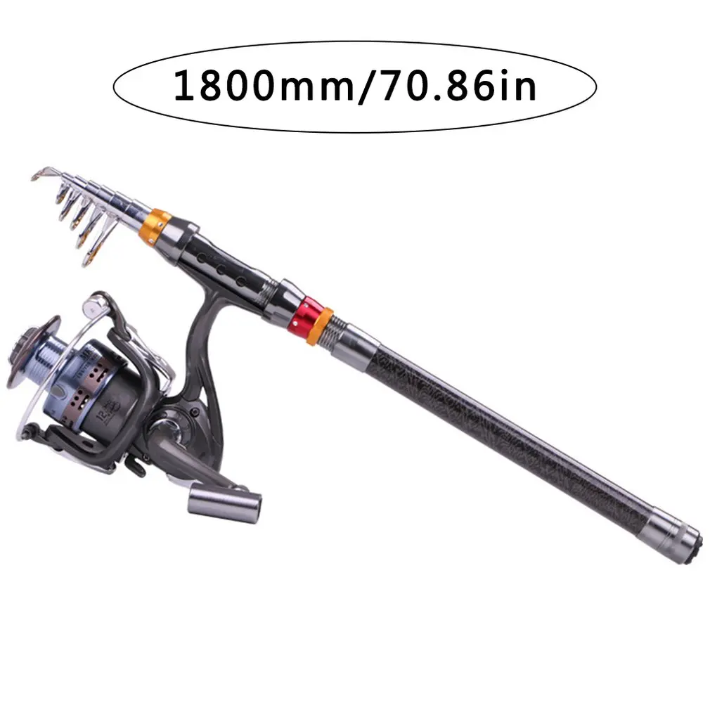 

Fishing Rod Set Carbon Fiber Telescopic Spinning Fishing Pole and Reel Combo Fishing Gear with Line Lures for Travel