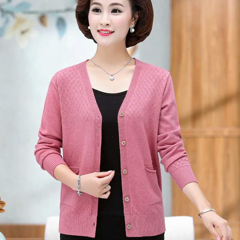 Женский кардиган с V-образным вырезом тонкая трикотажная куртка длинным рукавом