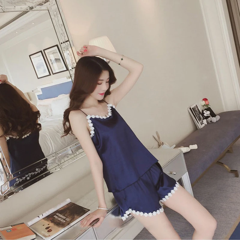 

Sexy Lingerie Lace Deep V-Neck Satin Silk Nightwear Sleepwear Women Erotic Apparel Night Dress Nightdress Baby Doll Sleep Dress