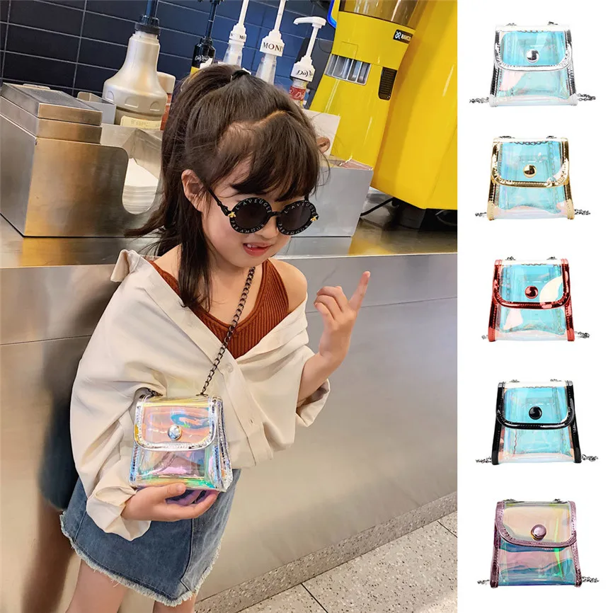 Роскошная детская прозрачная сумка через плечо с цепочкой кошелек для монет