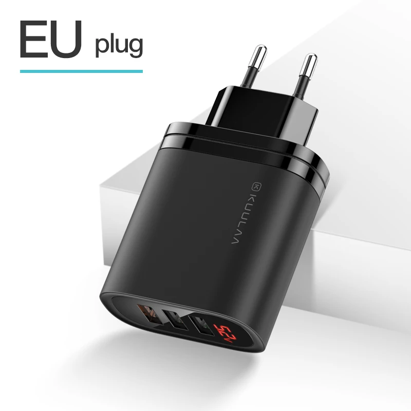 EU Black KUULAA Quick Charge 3,0 USB зарядное устройство 30 Вт QC3.0 QC Быстрая зарядка мульти разъем зарядное устройство для мобильного телефона для iPhone samsung Xiaomi huawei - Тип штекера: EU Black