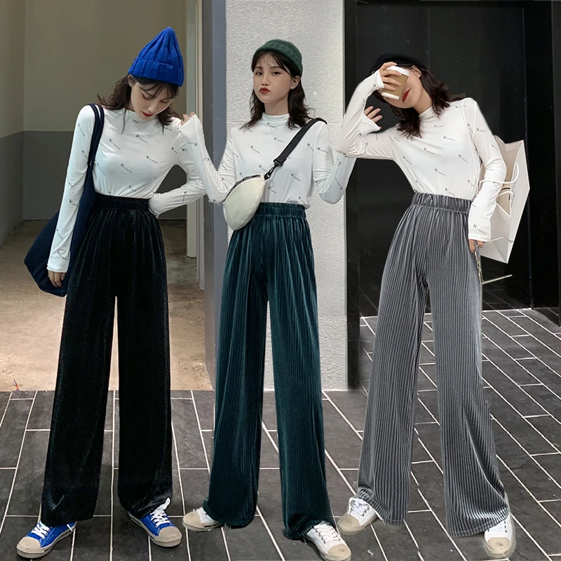 KINOMI женские осенние зимние шикарные широкие брюки повседневные элегантные